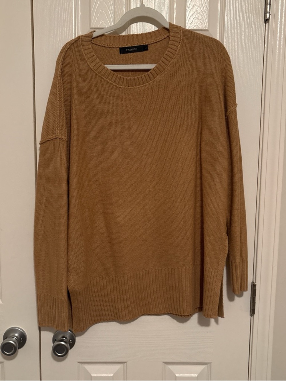 Camel Crewneck Knit Sweater